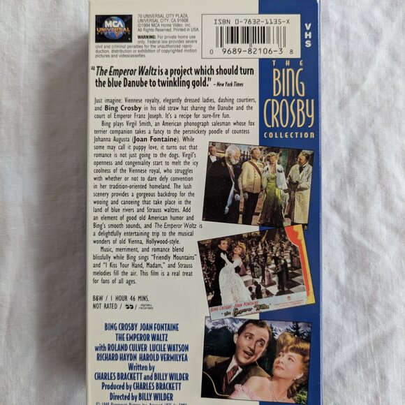 3/$15 The Emperor Waltz (1948) VHS tape Bing Crosby Joan Fontaine - Picture 5 of 7
